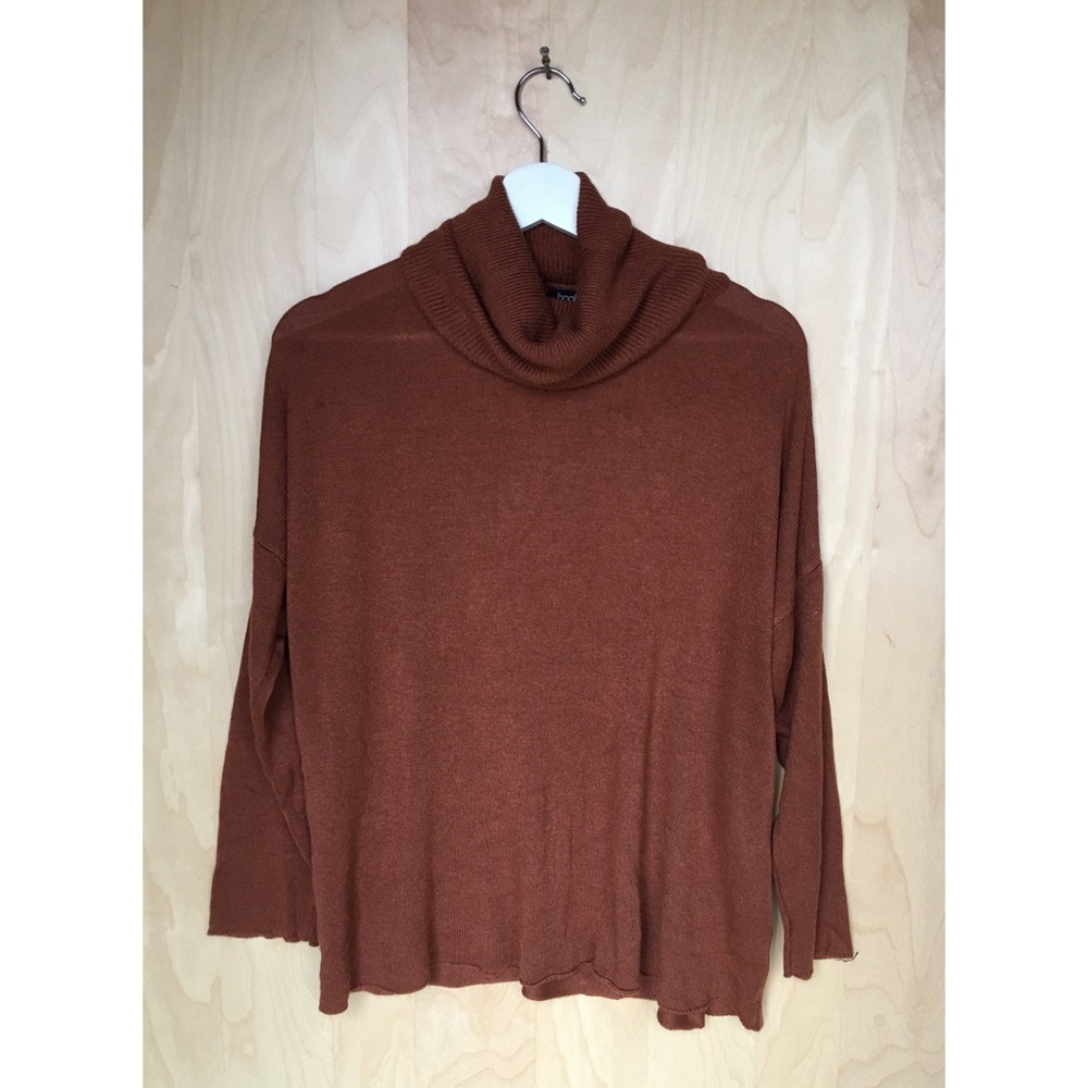 BooHoo burnt orange cowl neck top