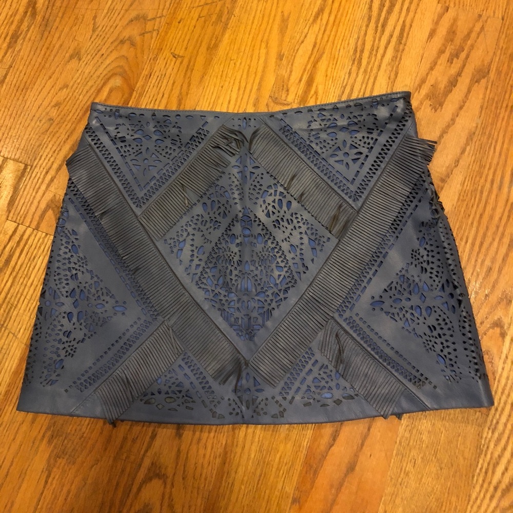 **COACHELLA**Parker Leather Fringe Mini Skirt