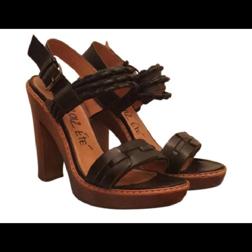 Lanvin black and wooden heels