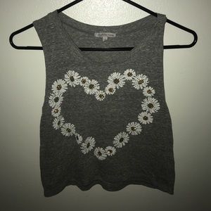 Gray Cropped Flower Shirt