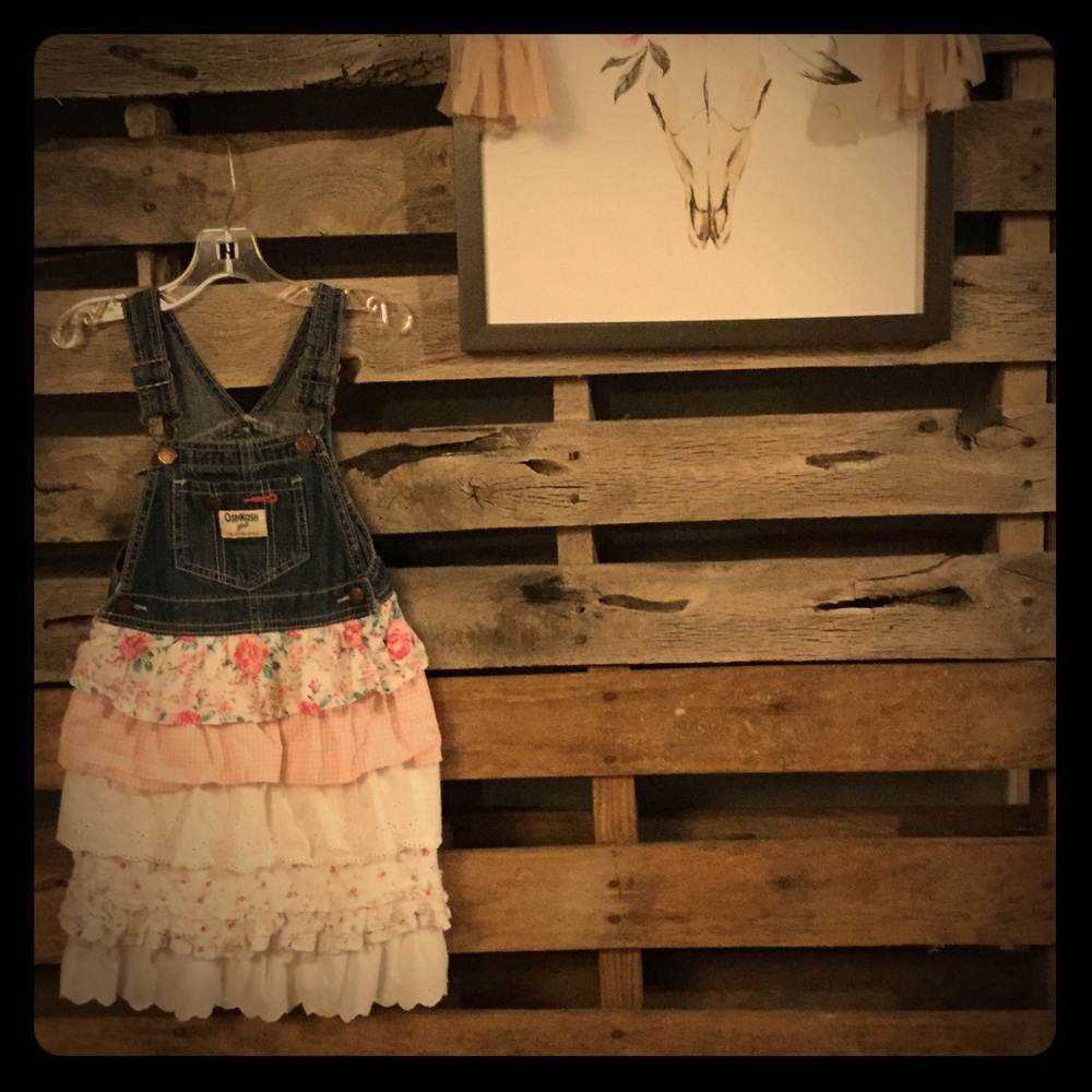 Girl toddler ruffled overall dress
