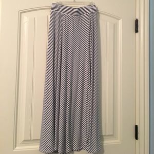 Blue & white striped long skirt.