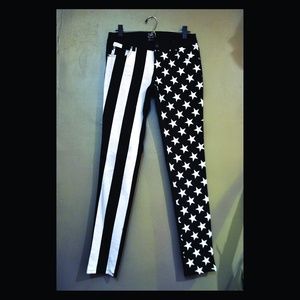 SOLD Black & White jeans w/Star and Stripe Pattern