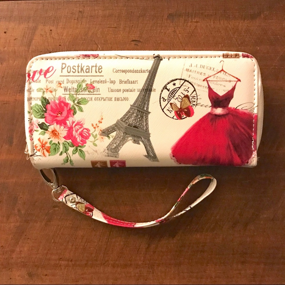 Wallet/Wristlet | Paris, Flowers, Eiffel Tower