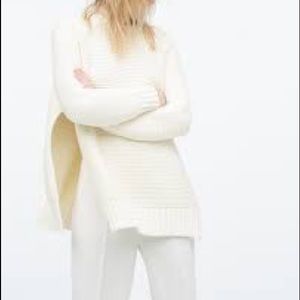Zara Knit Cream Sweater with side slits
