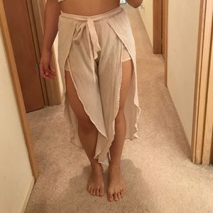Slit Beige Maxi Skirt / Skort