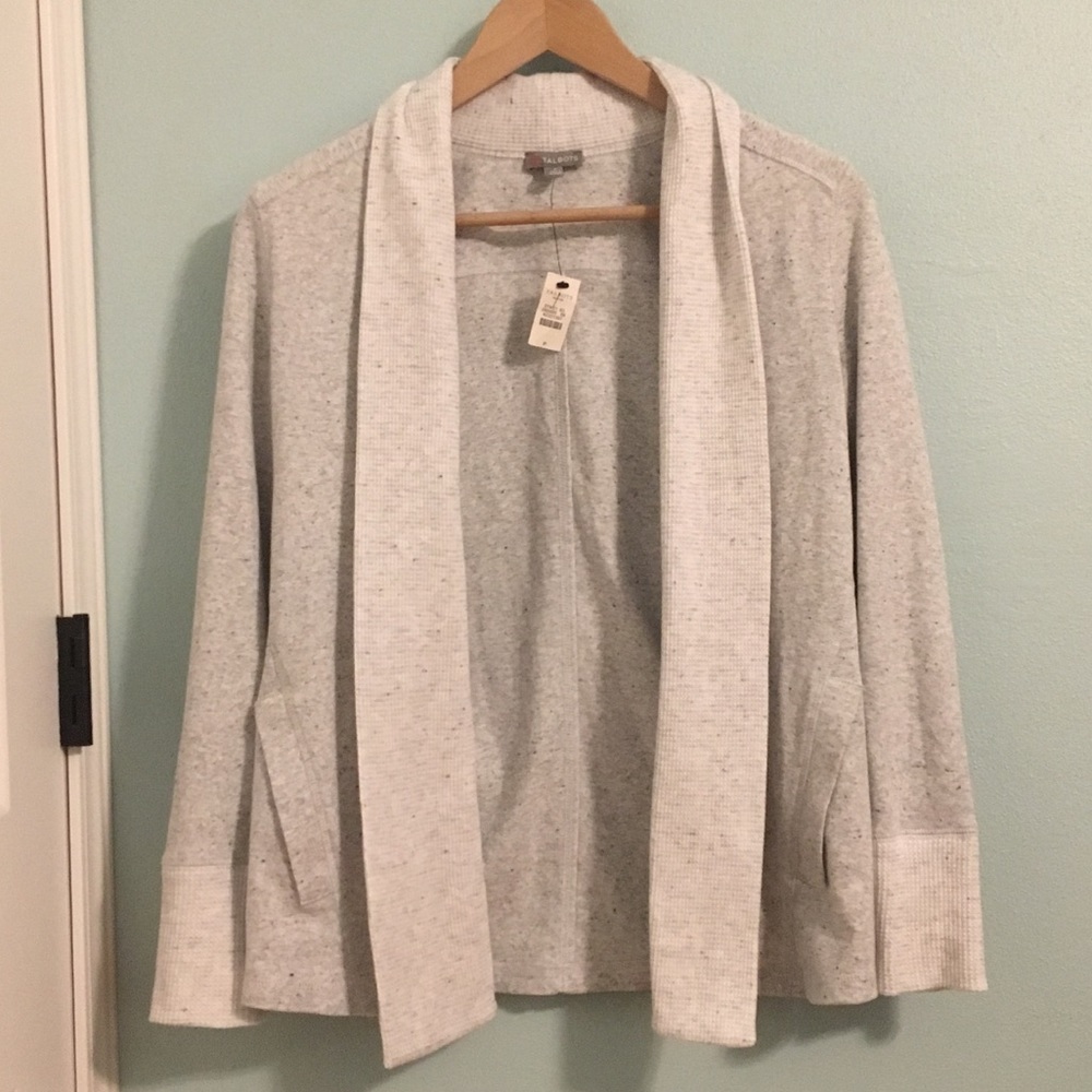 NWT Oatmeal Colored Talbots Open Cardigan
