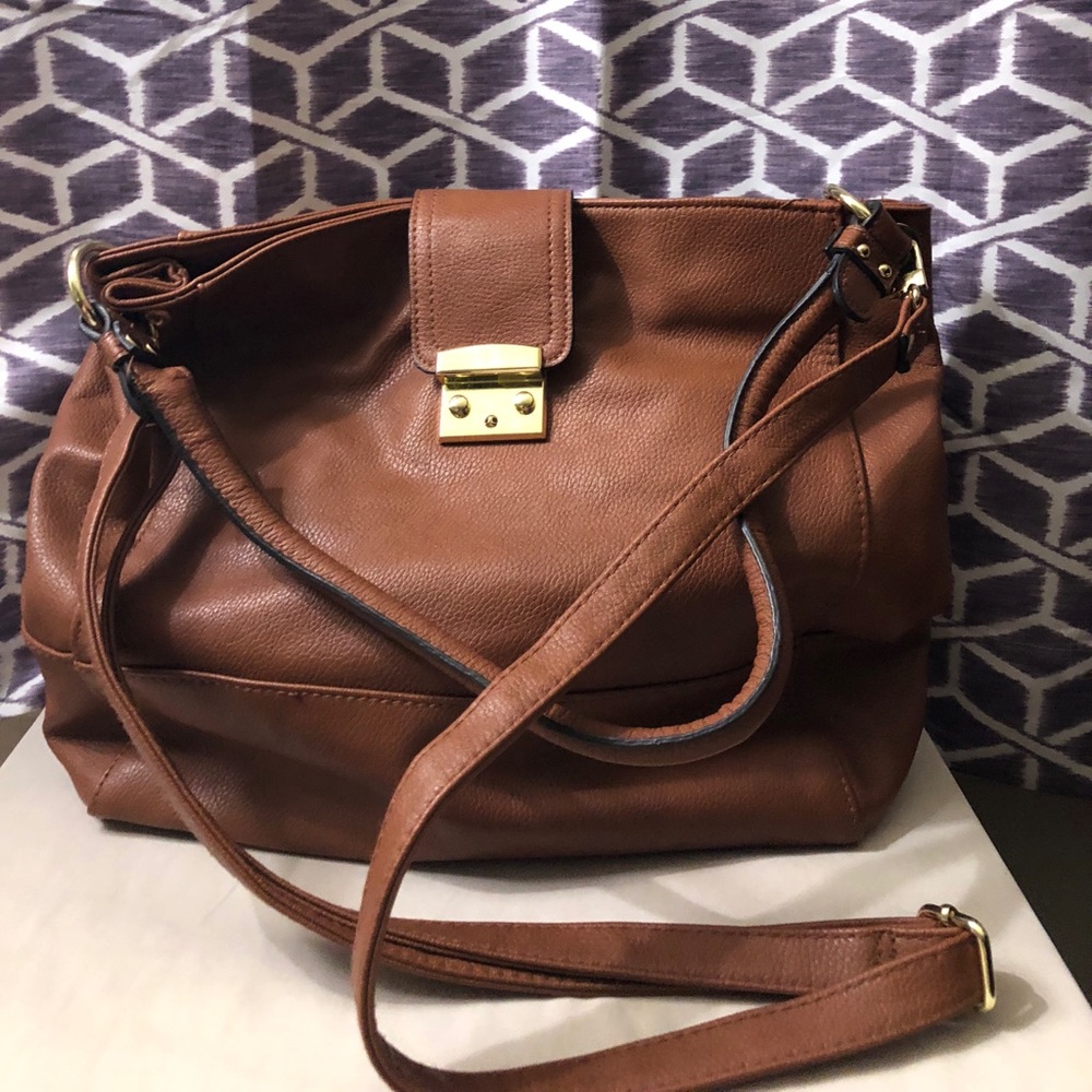 Cognac Faux Leather Bag