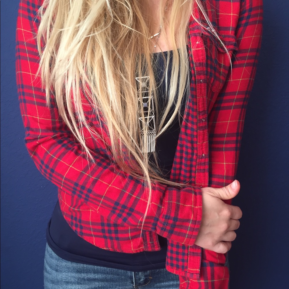 Red and navy plaid
