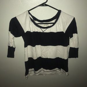 Navy Blue and White Striped Top
