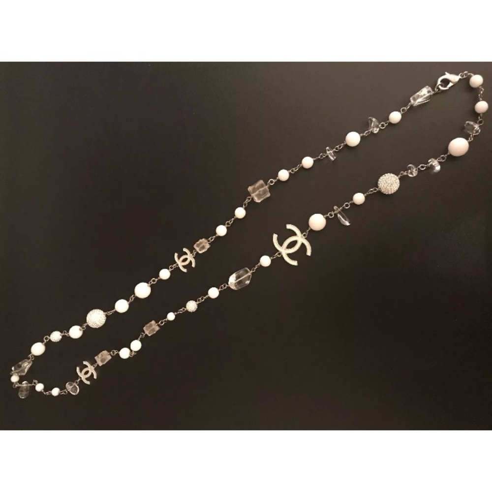Chanel white beaded necklace