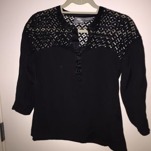 Anthropologie Girls from Savoy black lace shirt