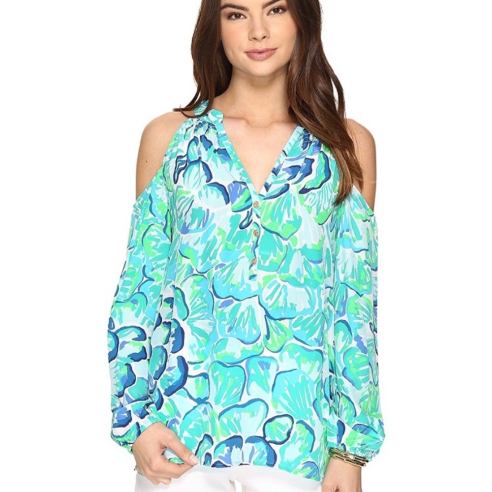 Lilly Pulitzer Sunny Shoulder Silk Elsa Top