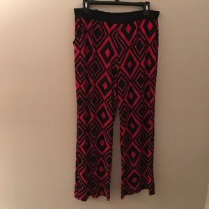 Dark Pink and Black Patterned Palazzo Pants