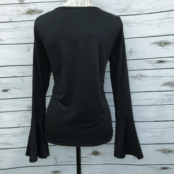 SOLD Bell Sleeve Criss Cross Black Top. - Picture 7 of 7