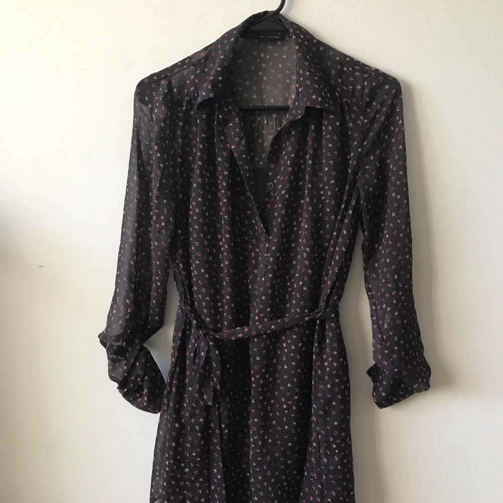 I🖤RONSON SEMI SHEER BUTTON UP DRESS LONG SLEEVE