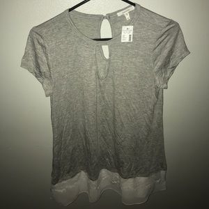 Gray Short Sleeve with Lace Detailing