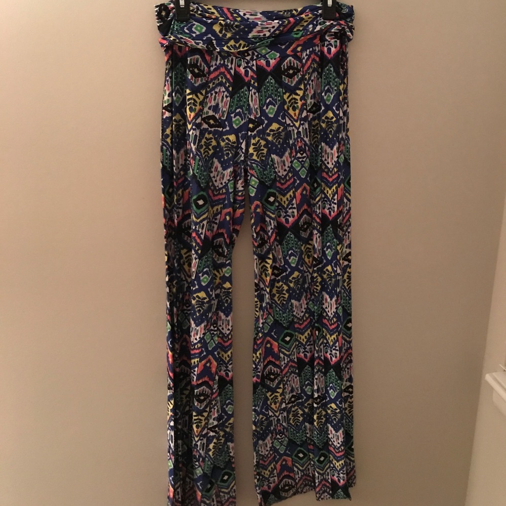Blue Patterned Palazzo Pants