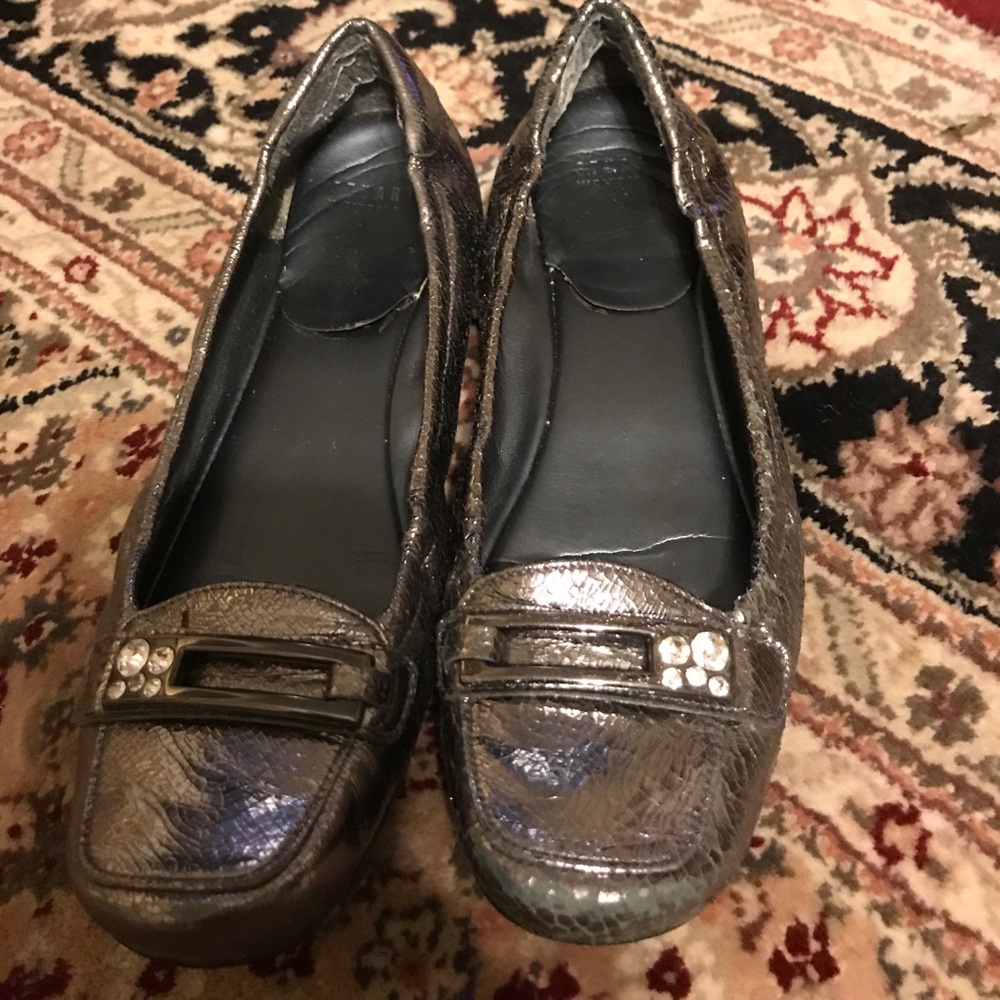Stuart Weitzman silver loafers