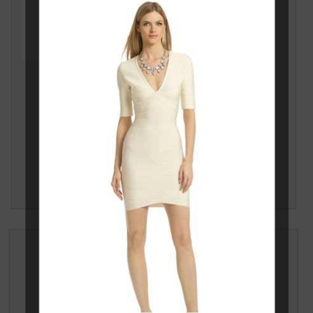 Herve Leger cream/off white dress