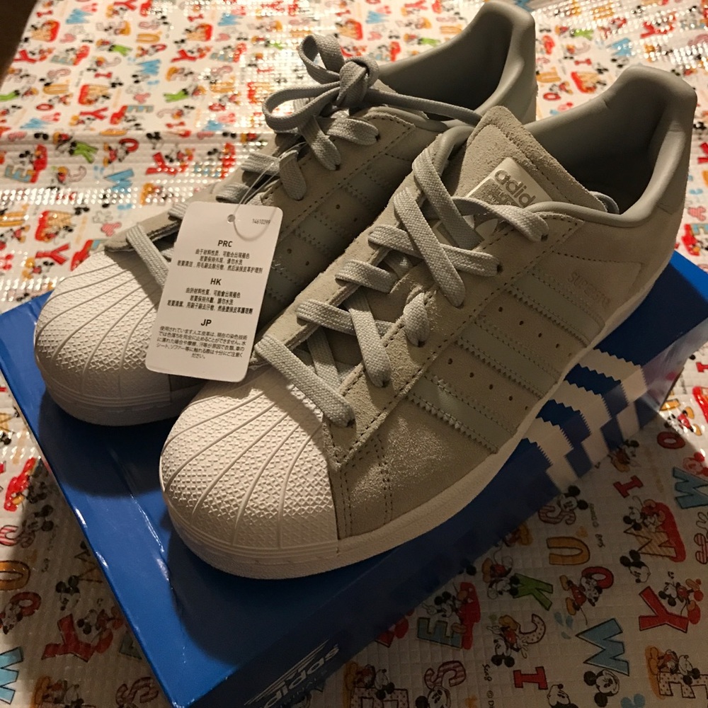 Adidas Superstar gray suede sneakers