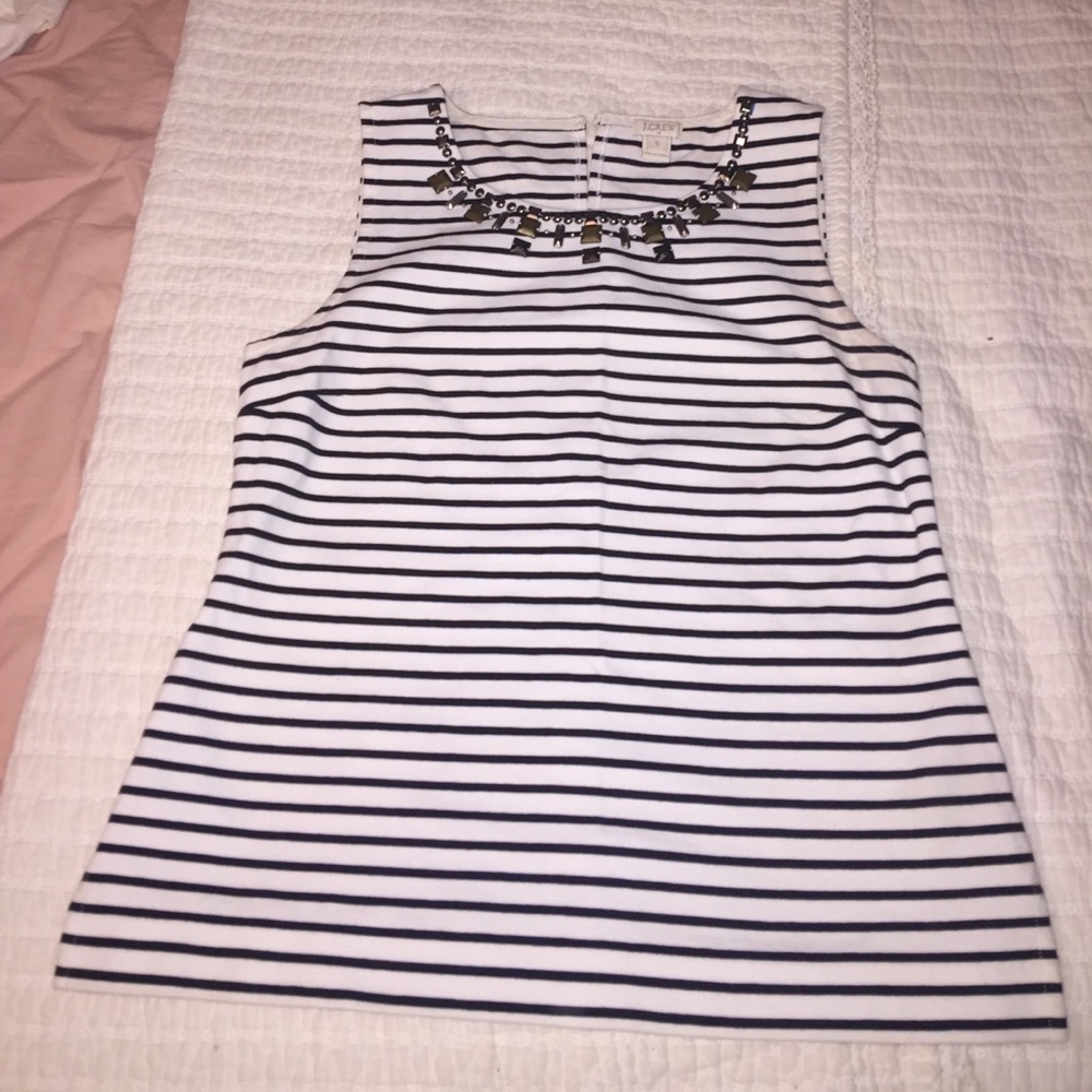 J Crew embellished striped top
