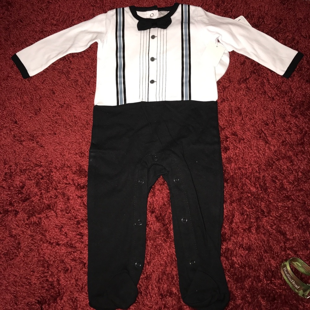 Brand new baby faux tuxedo
