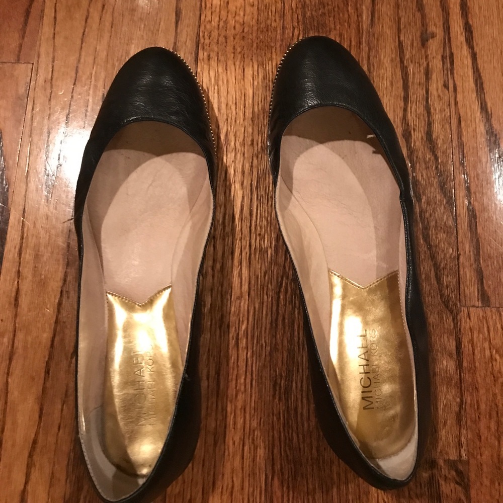 Michael Kors black leather ballet flats