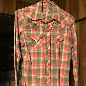 Wrangler Rock 47 long sleeve shirt pink plaid