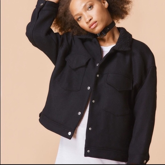 UNIF Jackets & Blazers - UNIF Manda Shearling Lined Cropped Bomber Jacket