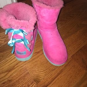 Pink uggs with blue bows