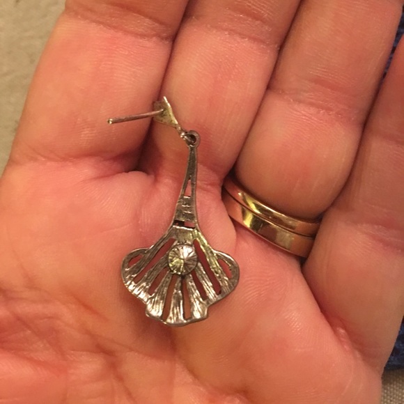 Marcasite, silver, cultured pearl antique earrings - Picture 3 of 5