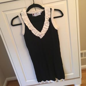 Sleeveless knit dress Navy Blue & White size S