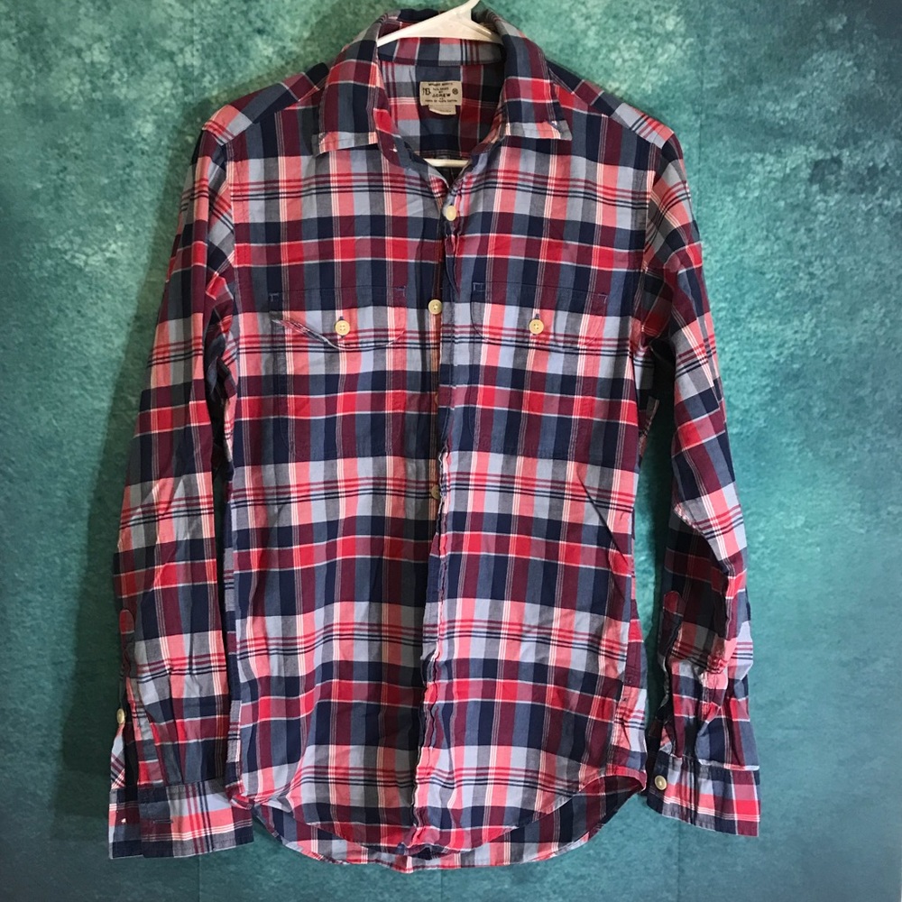 J. Crew men red plaid shirt size XS