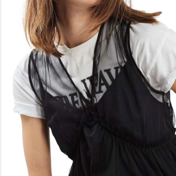 TopShop Black Midi Essential LBD Comfortable Dress! NWT S 6 Party Tulle Dress - Picture 4 of 5