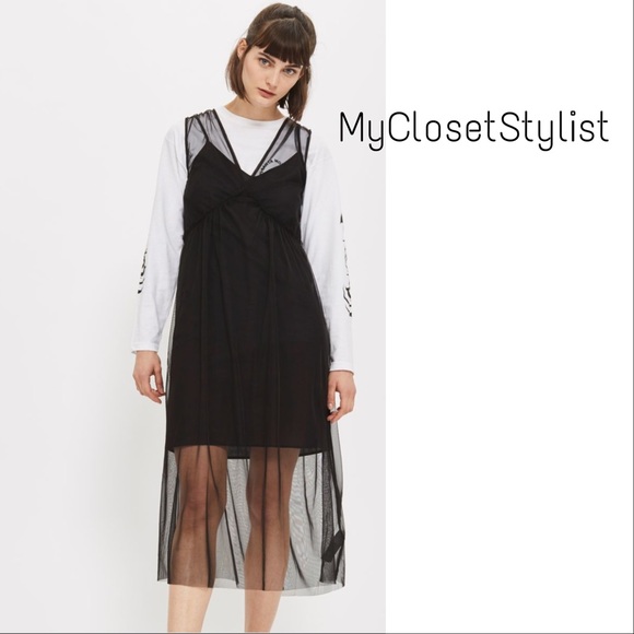 TopShop Black Midi Essential LBD Comfortable Dress! NWT S 6 Party Tulle Dress - Picture 2 of 5