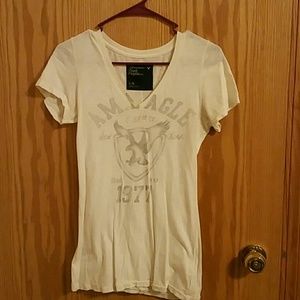 Cream V-neck t-shirt