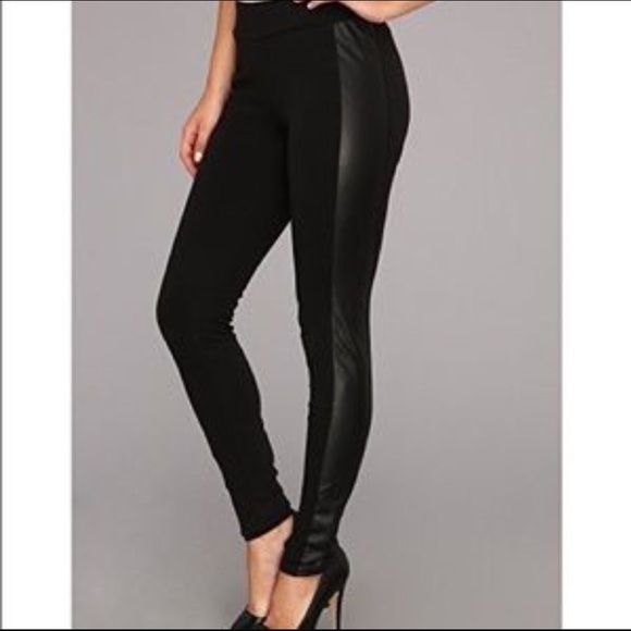 Kensie Pants - Kensie Faux Leather Panel Pointe Leggings