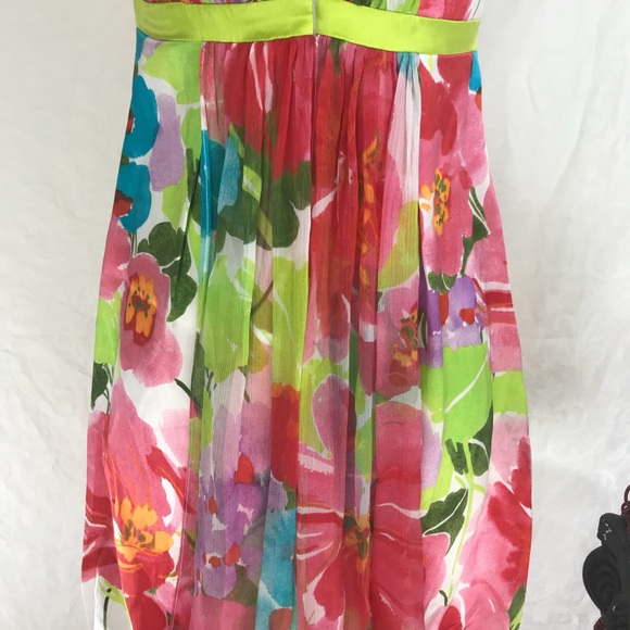 Floral Silk Strapless Cache Dress - Picture 3 of 4