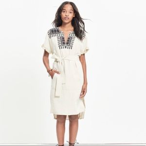 Madewell JCrew Embroidered Paradise Dress in Stone