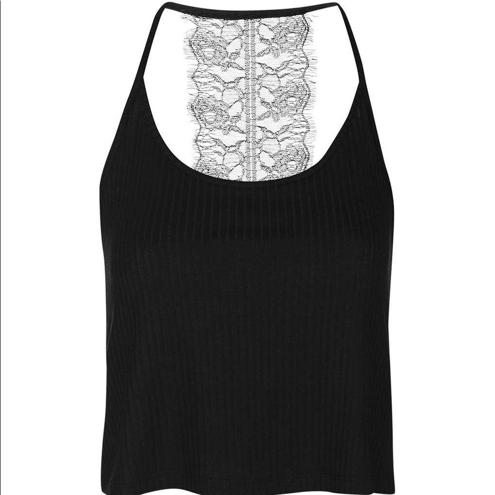Top shop black lace crop top