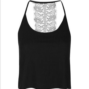 Top shop black lace crop top