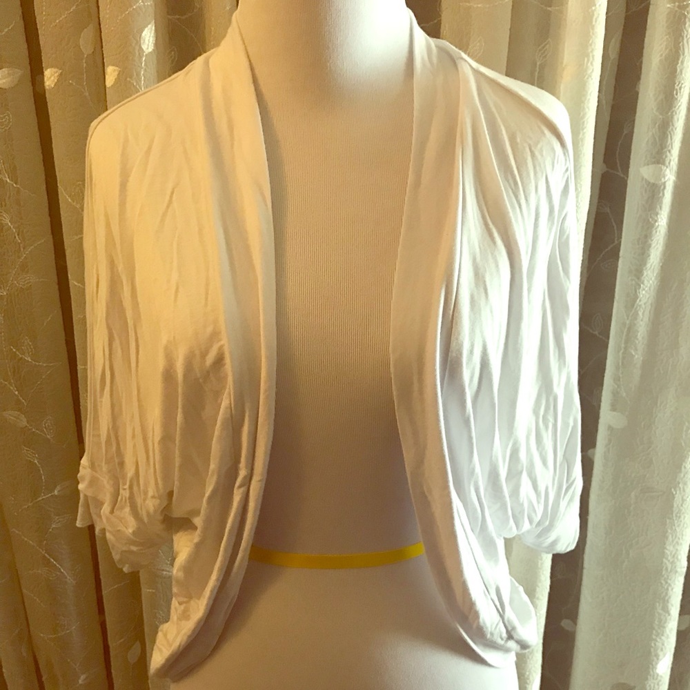Doublejou Cropped White Light Cardigan