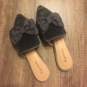• Grey Bow Slip Ons •