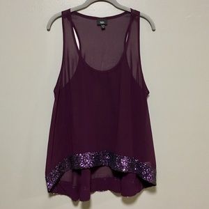 Mossimo Purple Sequin Trimmed Sleeveless Top
