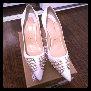 White with Gold Spikes Christian Louboutins