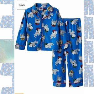 Boys Blue Flannel With Bulldogs Pajama Set