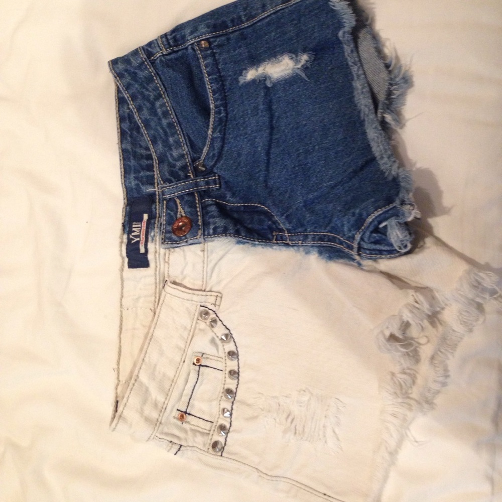 Dual colored jean shorts