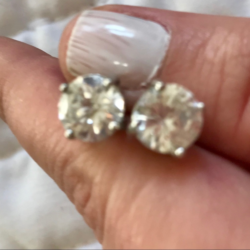 CZ & sterling silver studs - 8mm