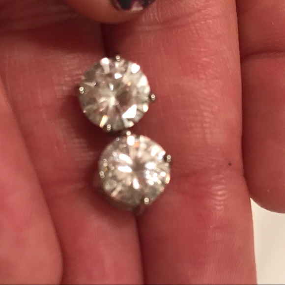 CZ & sterling silver studs - 8mm - Picture 2 of 6